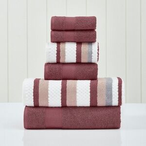 Modern Threads 6 Piece Pax Jacquard Towel Set in Rosewood Bath,Hand,Washcloths